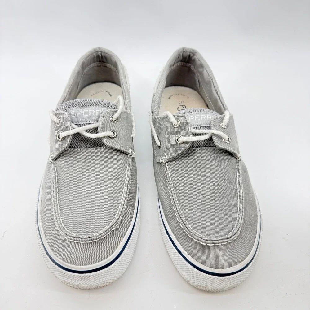 Sperry Bahama II Boat Shoes Mens 11.5 Gray Canvas Nautical Resort Preppy Beach